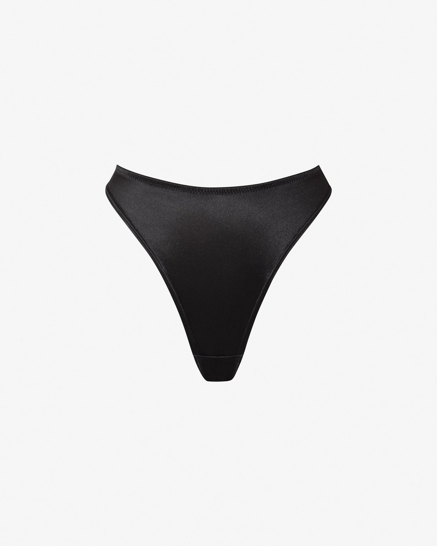 High rise thong in satin