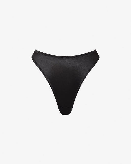 High rise thong in satin