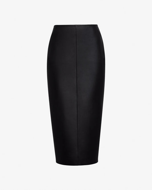 Leather midi skirt